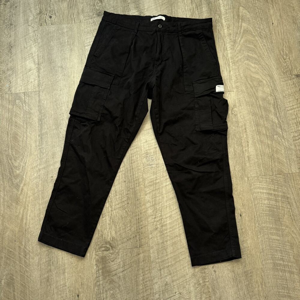 Zara Men DNWR Cargo Pants Size 36 Black Utility Multi Pocket Gorpcore 36x29